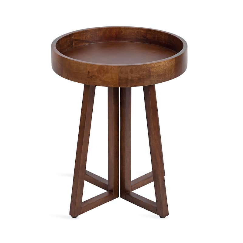 Kate and Laurel Avery Round Wood Side Table - Walnut