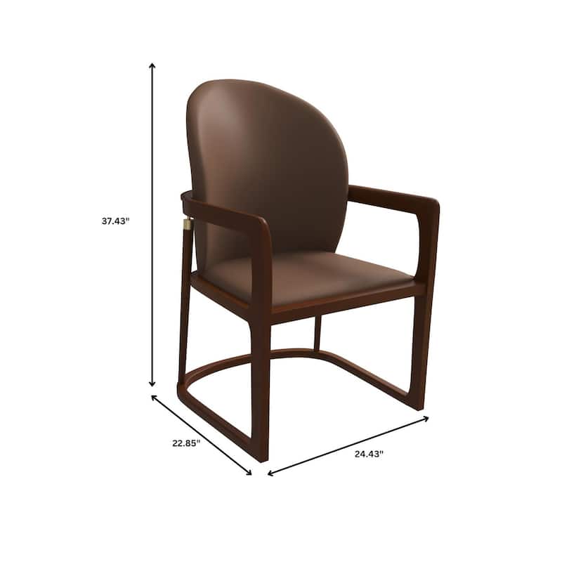 LeisureMod Svelta Modern Leather Dining Chair - Mid century Accent Arm Chair for Home Office Kitchen Dining Room
