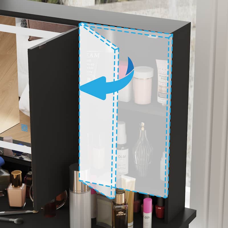 9-Drawer Vanity Set with Crystal Pulls and Versatile Mirror Lighting