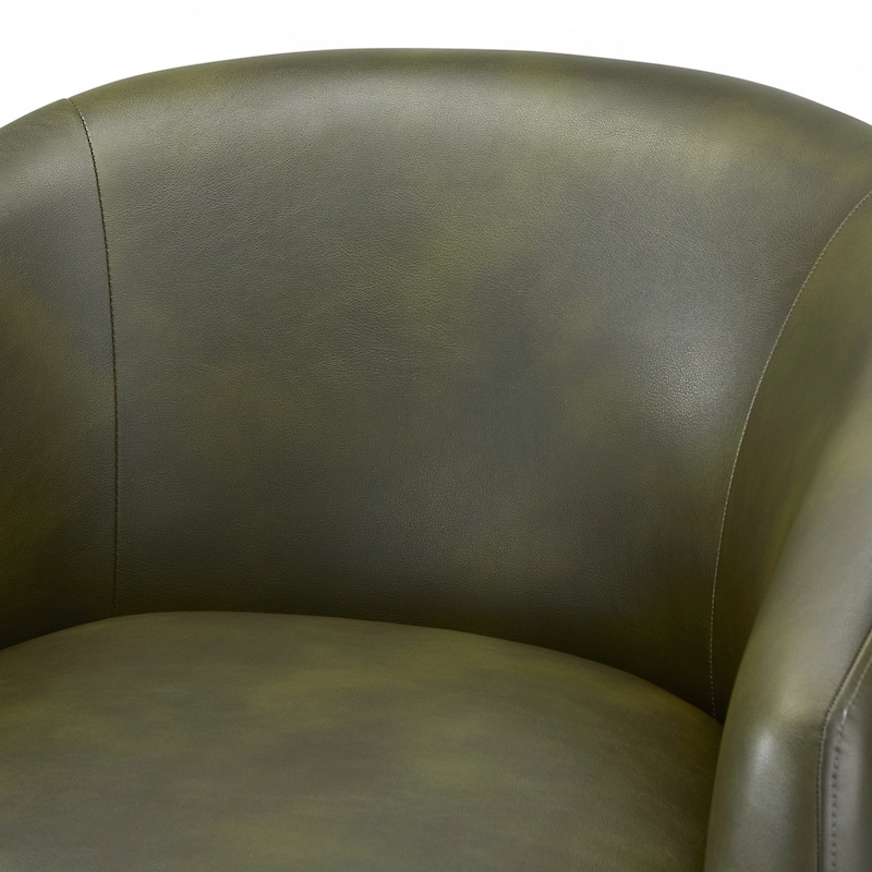 Faux Leather Swivel Barrel Chair