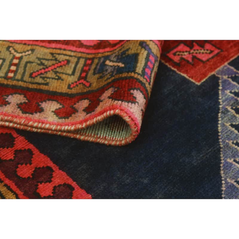 Fine Vintage Distressed Youssif Navy/Burgundy Runner - 4'0" x 10'9"