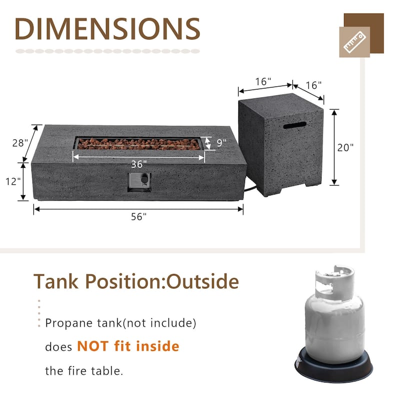 COSIEST Outdoor 56-Inch Rectangular Propane Fire Pit