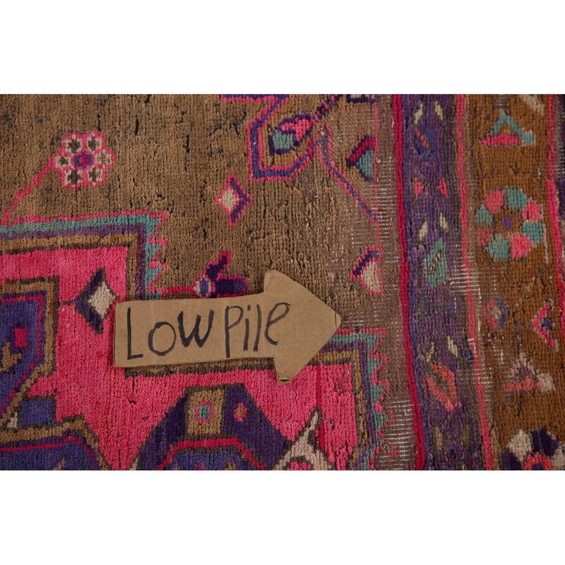 Handmade Ardebil Persian Vintage Runner Rug Geometric Wool Carpet - 3'11" x 10'7"