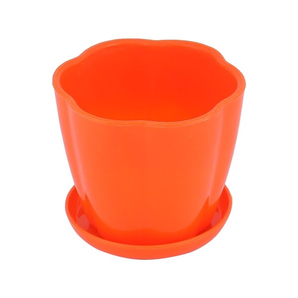 Living Room Plastic Floral Shaped Cactus Flower Plant Container Pot Orange
