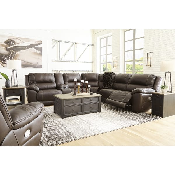 slide 2 of 10, Signature Design by Ashley Dunleith Chocolate 7-Piece Upholstery Package - 109" W x 104" D x 43" H Chocolate - Right Facing