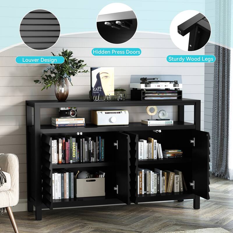 Modern Storage Cabinet, 4 Door Organizer with Adjustable Shelves