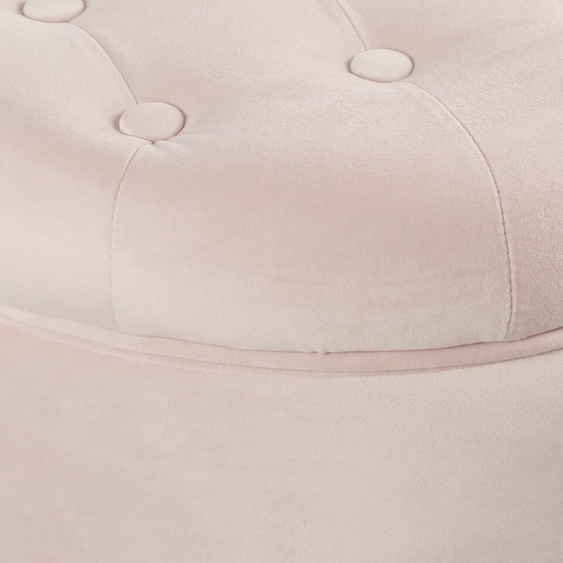 Carbon Loft Hackback Velvet Tufted Pink Blush Round Storage Ottoman