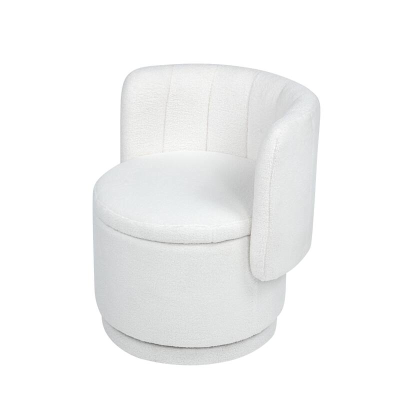Boucle Swivel Chair with 360° Rotating Storage Accent Chair for Living Room/Bedroom