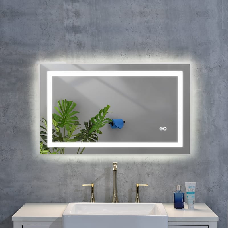 LED Backlit Frameless Bathroom Vanity Mirror with Anti-fog