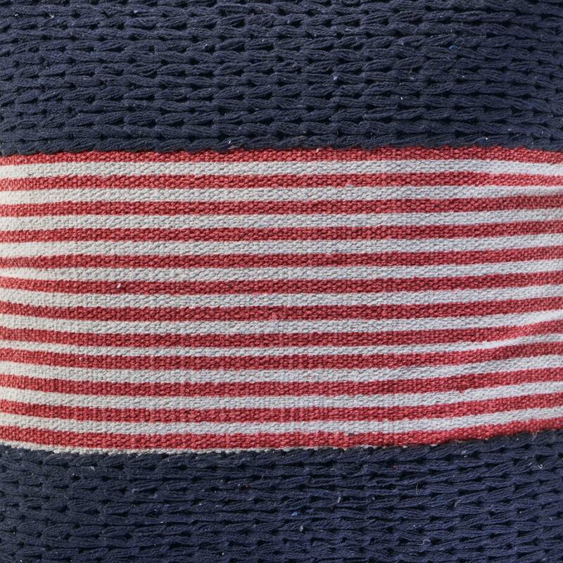 Handwoven Nautical Striped Square Throw Pillow - 20" - Navy and Red