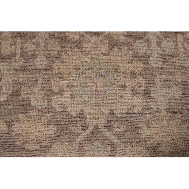 Vegetable Dye Oushak Turkish Runner Rug Handmade Floral Wool Carpet - 2'11" x 9'10"
