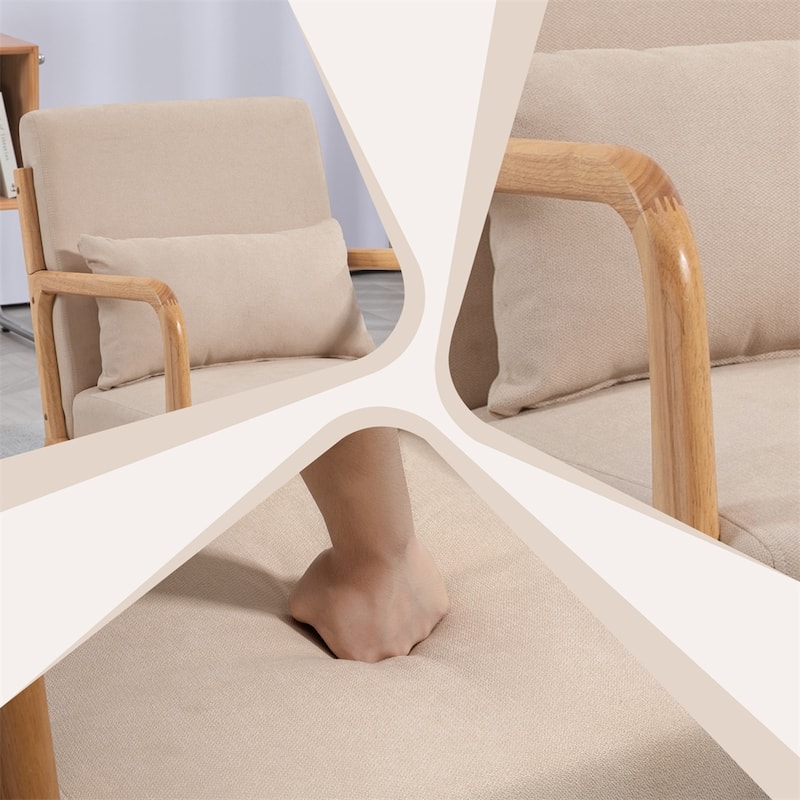Leisure Chair with Solid Wood Armrest and Feet,Modern Accent Sofa