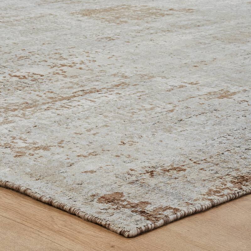 Urban Distress Abstract Brown Handmade Area Rug