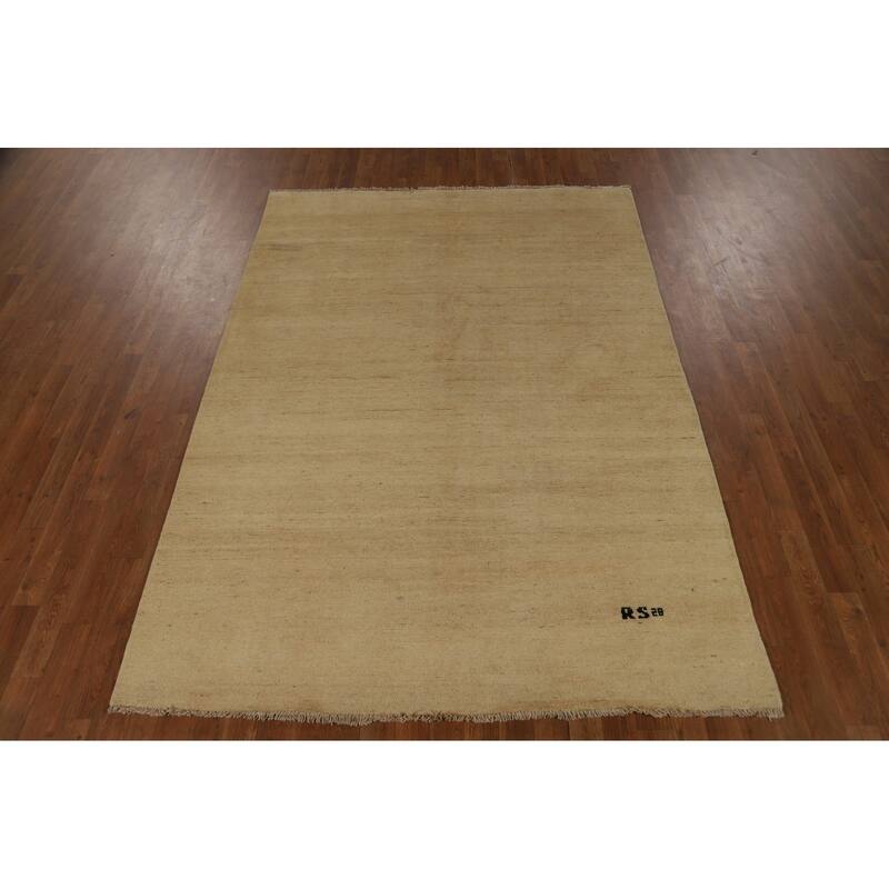 Modern Gabbeh Oriental Area Rug Handmade Bedroom Solid Wool Carpet - 5'5" x 7'9"