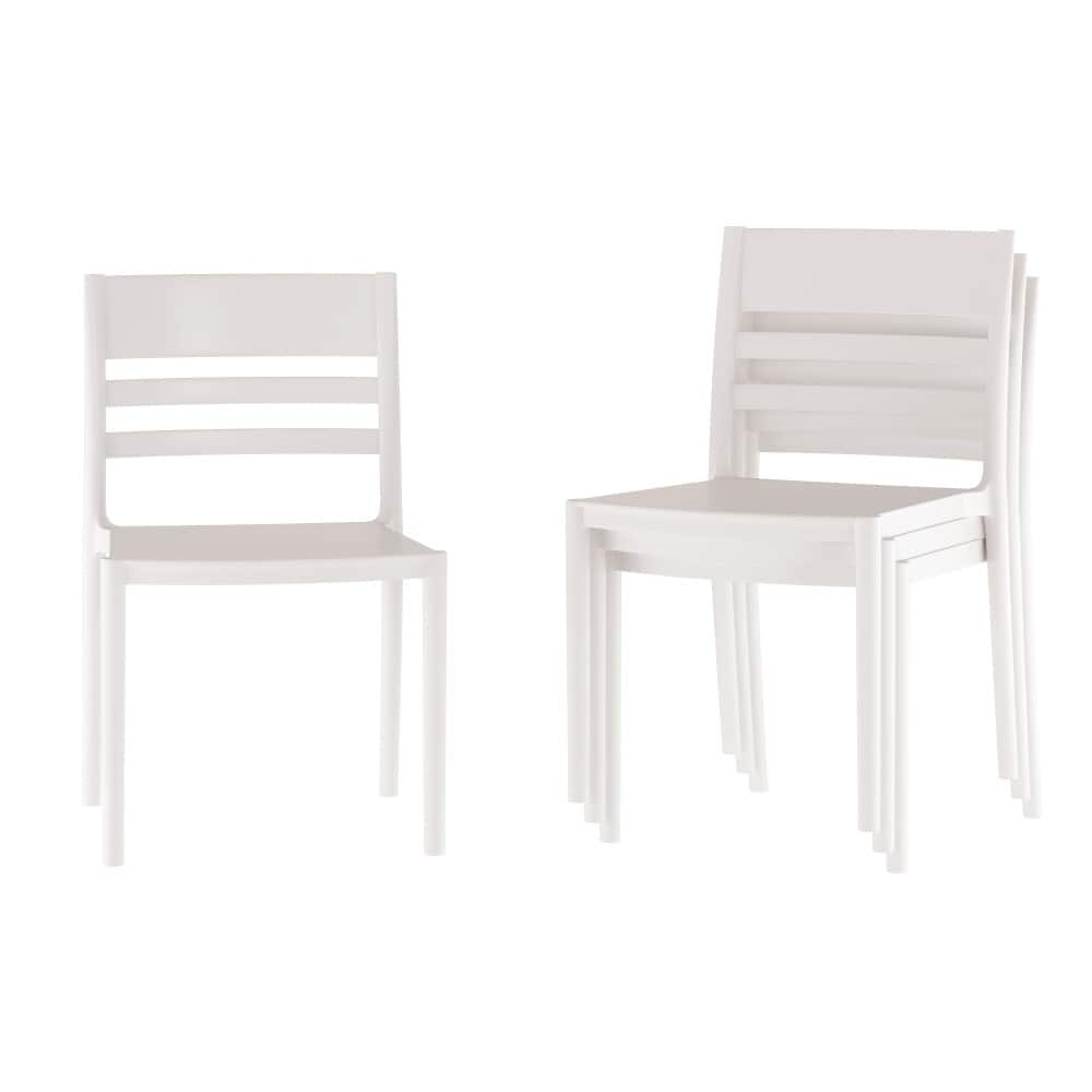 Commercial All-Weather Resin Stack Chair with Slatted Backrest-Set of 4 - 19.75"W x 20.75"D x 31.75"H
