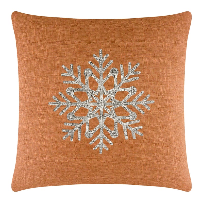 Sparkles Home Rhinestone Snowflake Pillow - Orange - 20 x 20