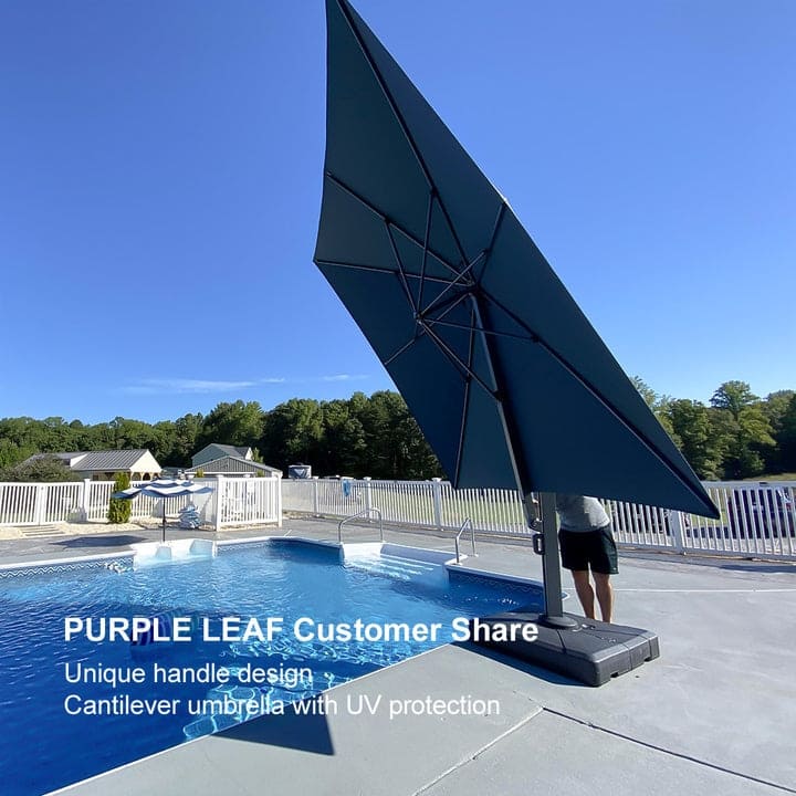 PURPLE LEAF Sturdy Heavy-duty Patio Cantilever Offset Umbrella 360-degree Rotation with Base