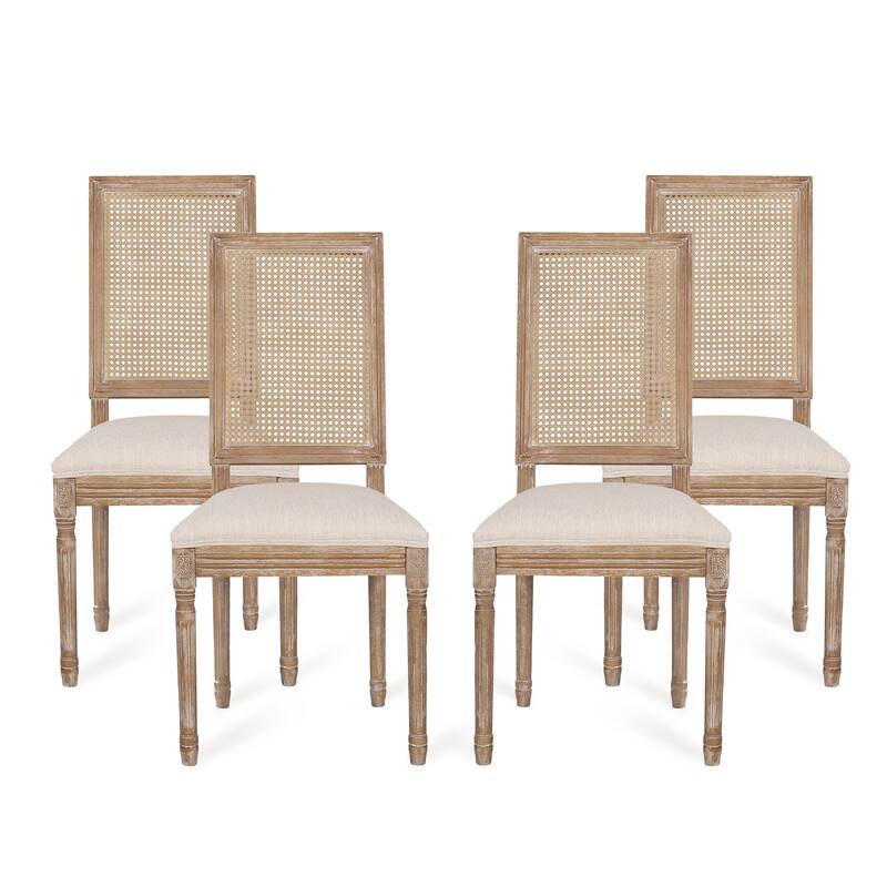 Regina Wood and Cane Upholstered Dining Chair (Set of 4) by Christopher Knight Home
