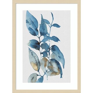Blue Golden Leaves I by Andrea Haase Wood Framed Wall Art Print ...
