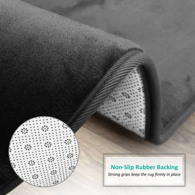 Clara Clark Ultra Soft Plush Bathroom Rug - Non-Slip, Velvet, Memory Foam Bath Mat - Set of 2