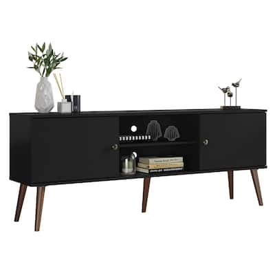 Madesa TV Stand Mid-Century Console with 2 Doors and 2 Shelves and Metal Knobs for 55, 65 Inch Media Storage - 59 inches