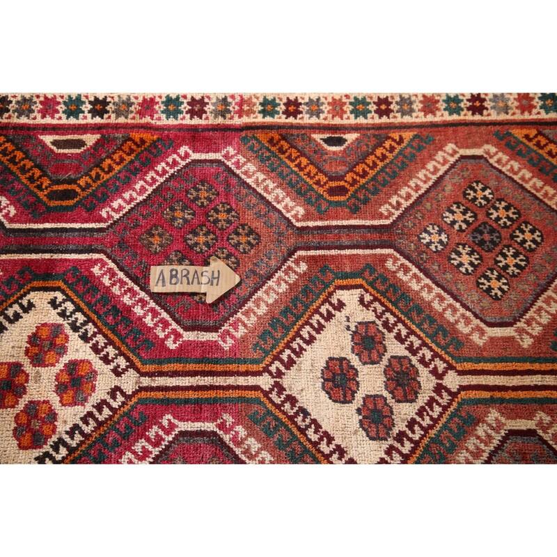 Geometric Bakhtiari Persian Vintage Area Rug Hand-knotted Wool Carpet - 4'2"x 7'3"