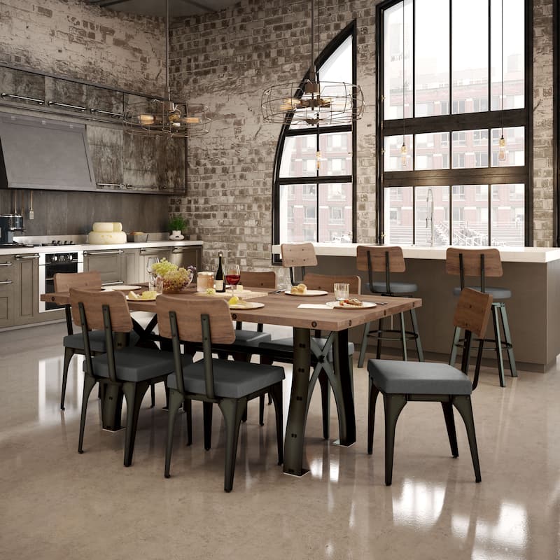 Amisco Symmetry Set of 2 Upholstered Dining Chairs with Wood Backrest