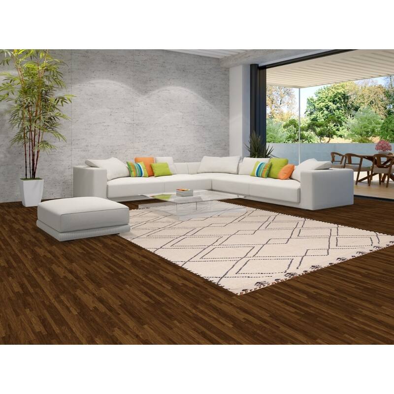 Trellis Geometric Ivory Moroccan Area Rug Handmade Wool Carpet - 7'11"x 10'9"