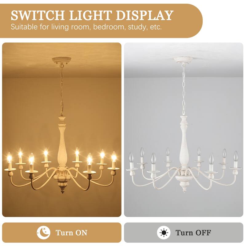6-Light Candlestick Hanging Ceiling Light Fixture Linear Chandelier Lighting for Dining Room Kitchen Island