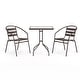 preview thumbnail 34 of 35, 23.5" Square Glass Metal Table with 2 Metal Aluminum Slat Stack Chairs