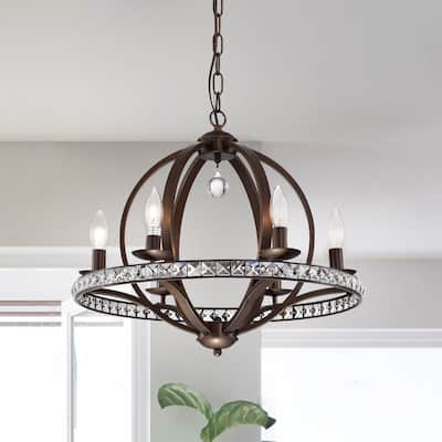 6-light Antique Bronze Pendant Ceiling Lamp