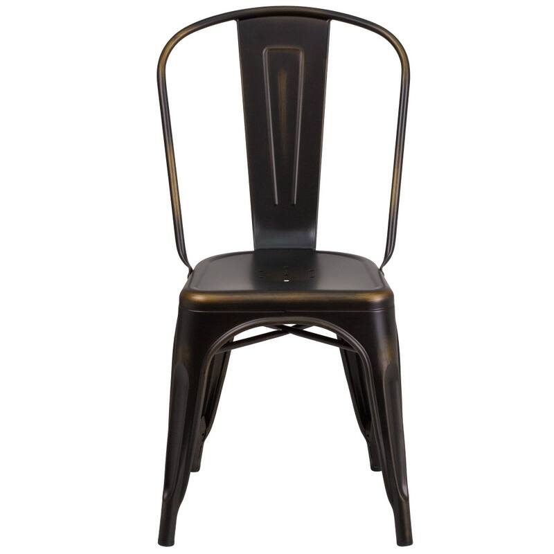 Distressed Metal Indoor/ Outdoor Stackable Chair
