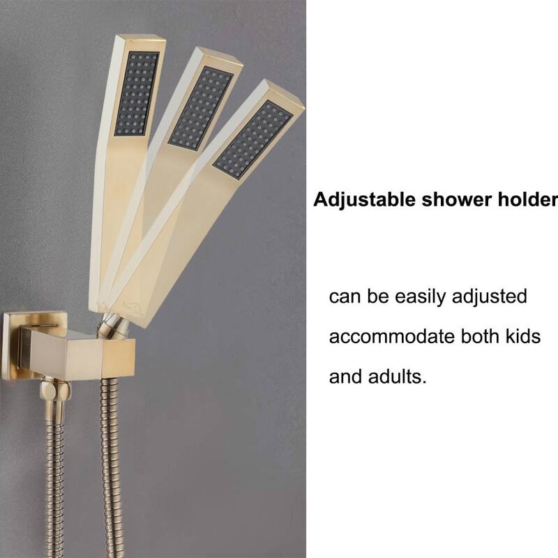 Proox 12" Brushed Finished Squared Rain Shower Combo Set w/ Hand Shower - 12 inch