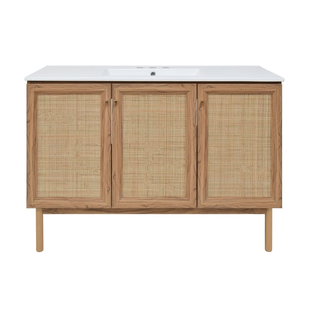 Swiss Madison SM-BV665-3 Classe 48" Free Standing Single Basin Vanity - Golden Oak / White