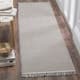 SAFAVIEH Handmade Montauk Rukhsana Flatweave Cotton Fringe Rug - 2'3" x 8' Runner - Ivory/Black