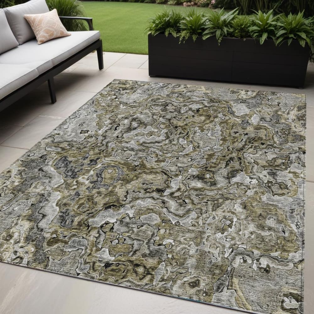 HomeRoots Abstract Transitional Rectangle Outdoor Rug