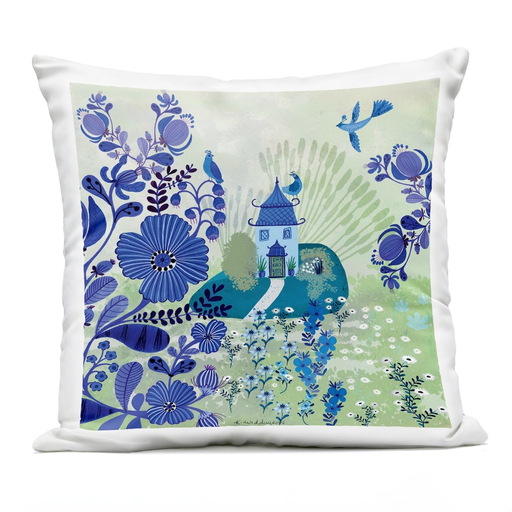 Stupell Whimsical Blue Garden Printed Outdoor Throw Pillow Design by Kay Widdowson