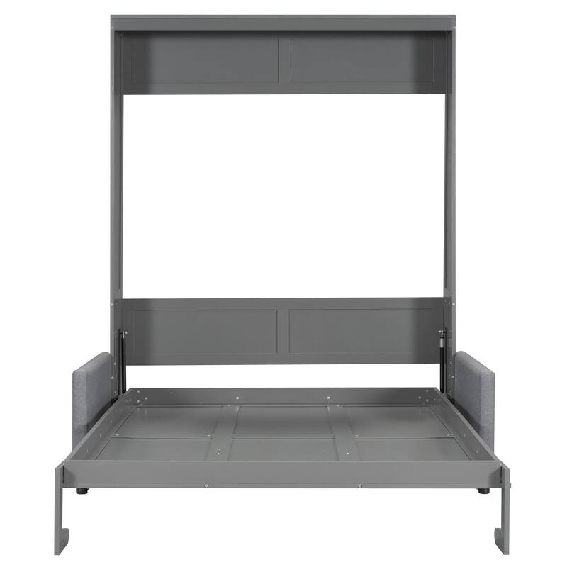 Queen Size Multifunctional Murphy Bed with Cushion and Storage