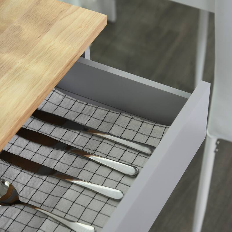 HOMCOM Kitchen Island Cart Rolling Trolley Cart with Drawer, Storage Cabinet & Towel Rack