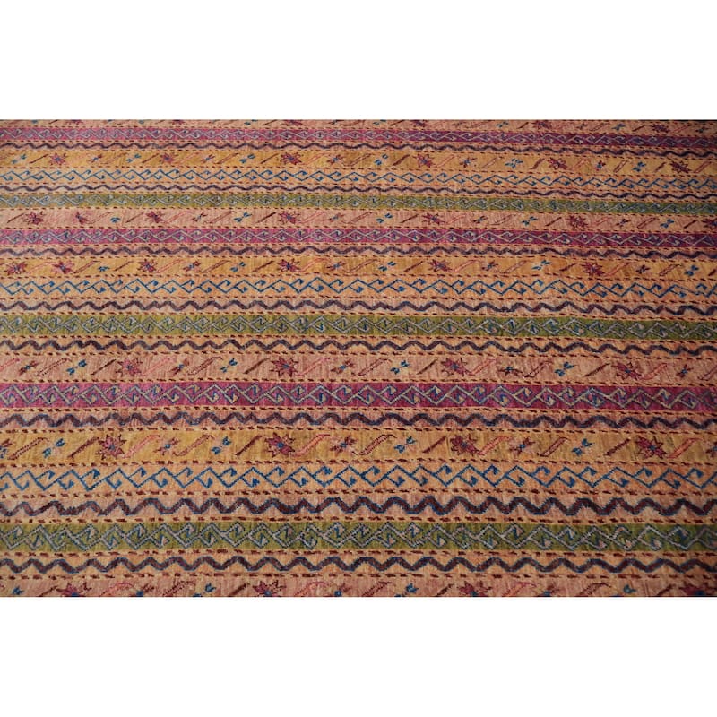 Hand Knotted Oriental 100% Wool Carpet Traditional Geometric Multi-Colored Ziegler Area Rug - 10' 0'' X 8' 0''