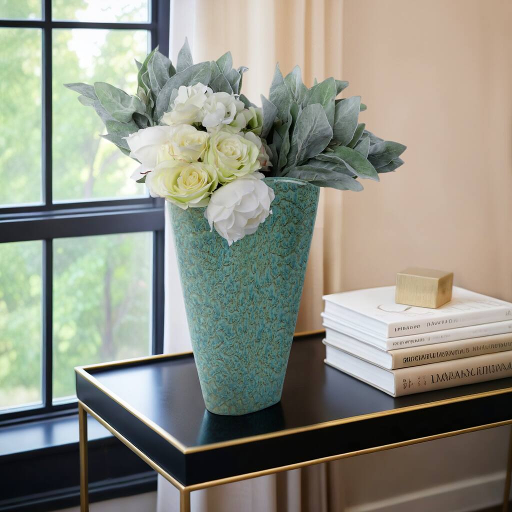 Earthenware Decorative Vase Textured Handmade Elegant Centerpiece
