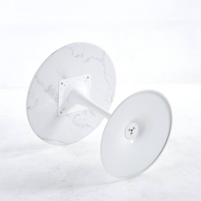 31.5" Tulip Dining Table With Round Marble Pattern Table Top for 2-4 People