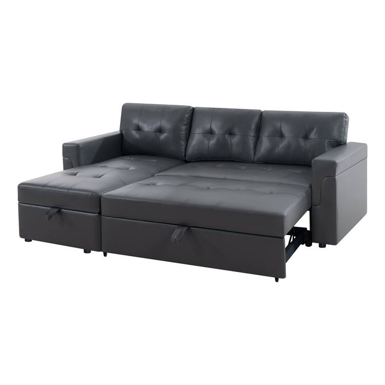 Perry Modern Reversible Sleeper Sectional Sofa with Storage Chaise, Pullout Sleeper Sofa Couch Bed for Living Room