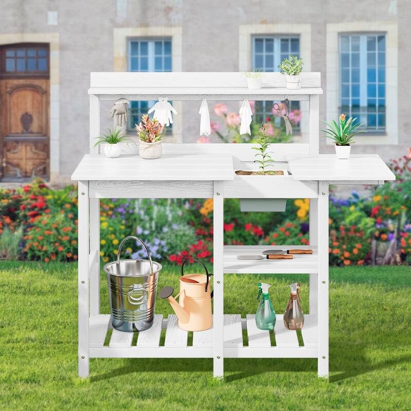HDPE Patio Outdoor Potting Table, Versatile Gardening Planting Workbench