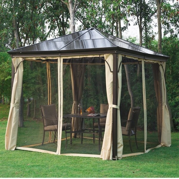 10 x 10 Aluminum Frame and Polycarbonate Hardtop Gazebo Canopy