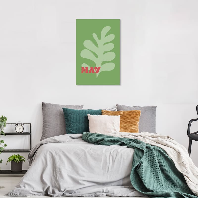 Wynwood Studio Canvas Floral and Botanical May Simple Nature Green and Orange Modern & Contemporary Wall Art Canvas Print