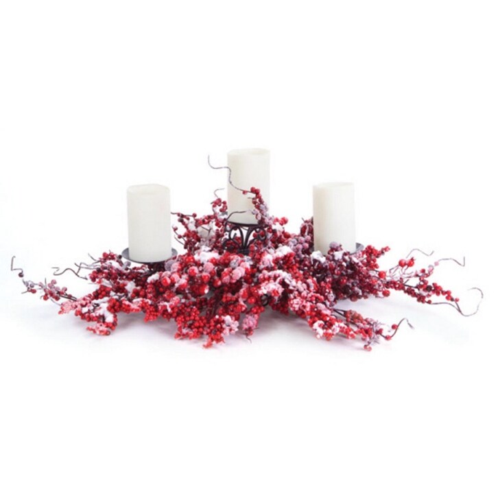 Shop Pack Of 3 Artificial Red Mixed Berry Pillar Candle Christmas Centerpieces 6 5 Overstock 16619244
