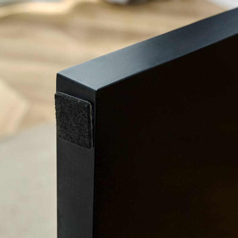 Unique Tenon Mortise Structure Coffee Table, Rectangular Center Table with Black Legs for Living Room Home Office Decor