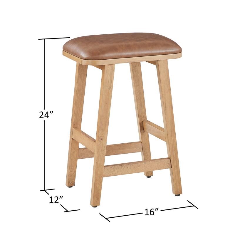 Bower Home Upholstered Wood Saddle Stools - Set of 2