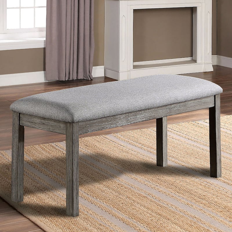 Bura Rustic Grey Upholstered Bench by Furniture of America - Grey with Care Kit